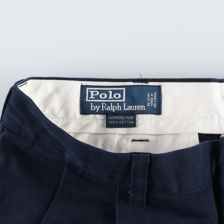 Ralph Lauren POLO by Ralph Lauren HAMMOND PANT Two-pleat Chino Pants Men's W34 equivalent cotton navy blue type Vintage Second Hand
