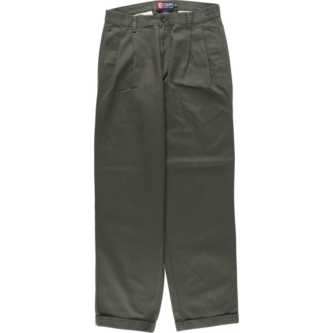 Ralph Lauren CHAPS Two-Pleat Chino Pants, Men's Size W31 (approx.) cotton green type Vintage Second Hand
