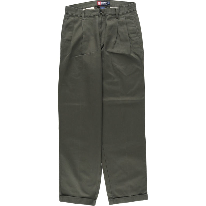 Ralph Lauren CHAPS Two-Pleat Chino Pants, Men's Size W31 (approx.) cotton green type Vintage Second Hand