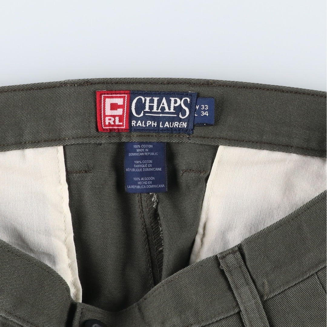 Ralph Lauren CHAPS Two-Pleat Chino Pants, Men's Size W31 (approx.) cotton green type Vintage Second Hand