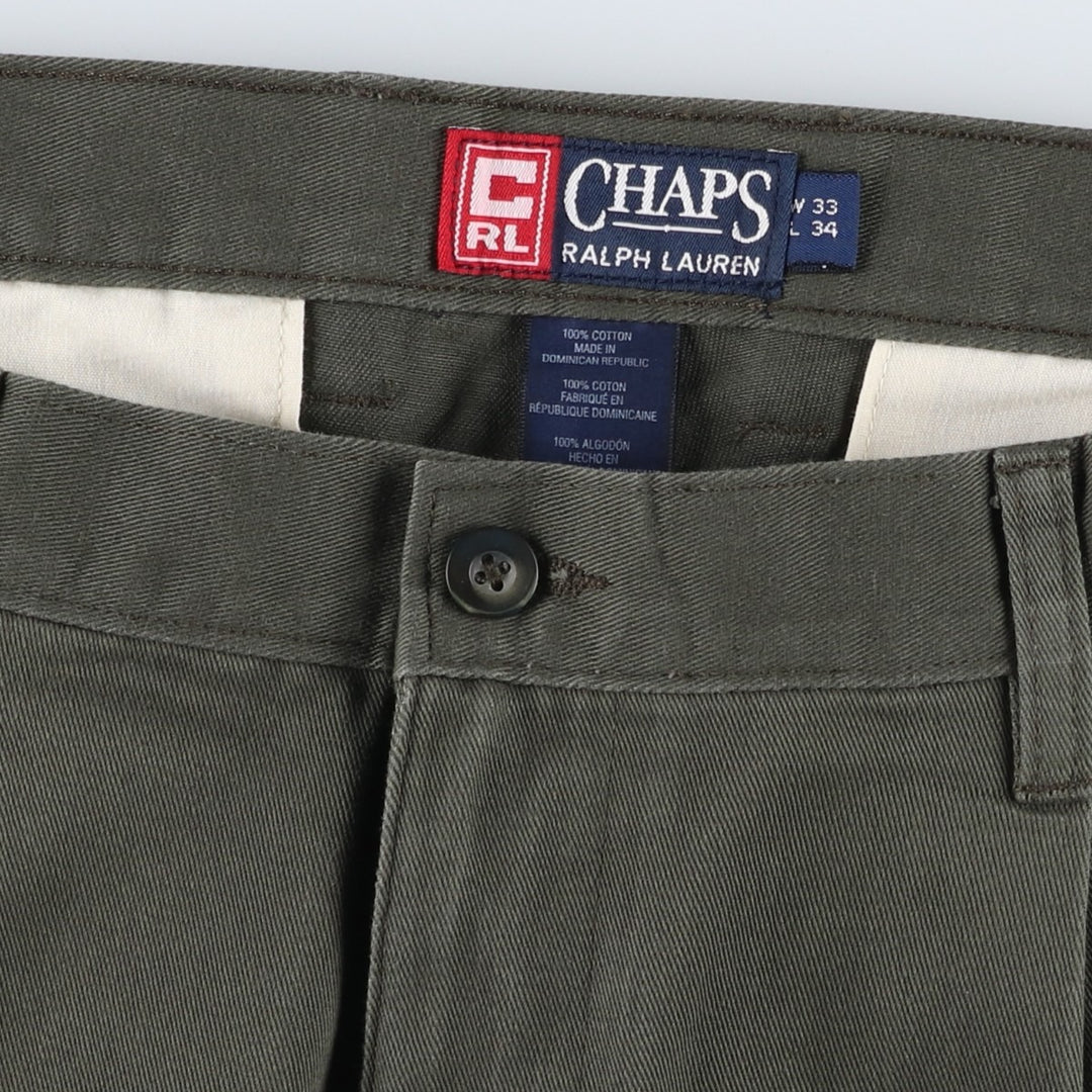 Ralph Lauren CHAPS Two-Pleat Chino Pants, Men's Size W31 (approx.) cotton green type Vintage Second Hand