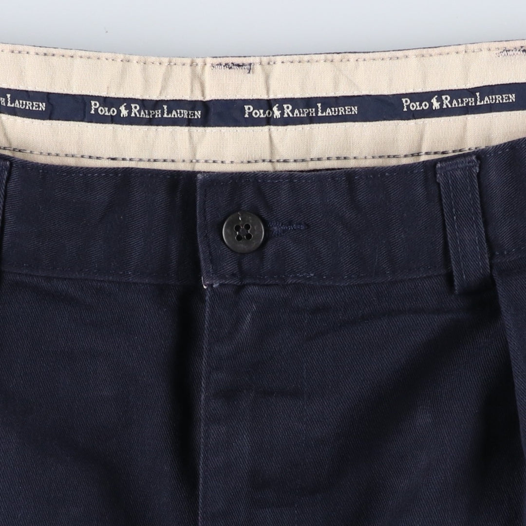 Ralph Lauren Polo Ralph Lauren Two-pleat Chino Pants for Men, W32 equivalent cotton navy blue type Vintage Second Hand