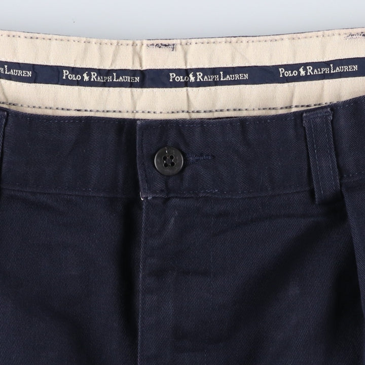 Ralph Lauren Polo Ralph Lauren Two-pleat Chino Pants for Men, W32 equivalent cotton navy blue type Vintage Second Hand