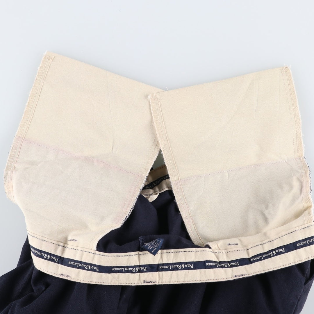 Ralph Lauren Polo Ralph Lauren Two-pleat Chino Pants for Men, W32 equivalent cotton navy blue type Vintage Second Hand