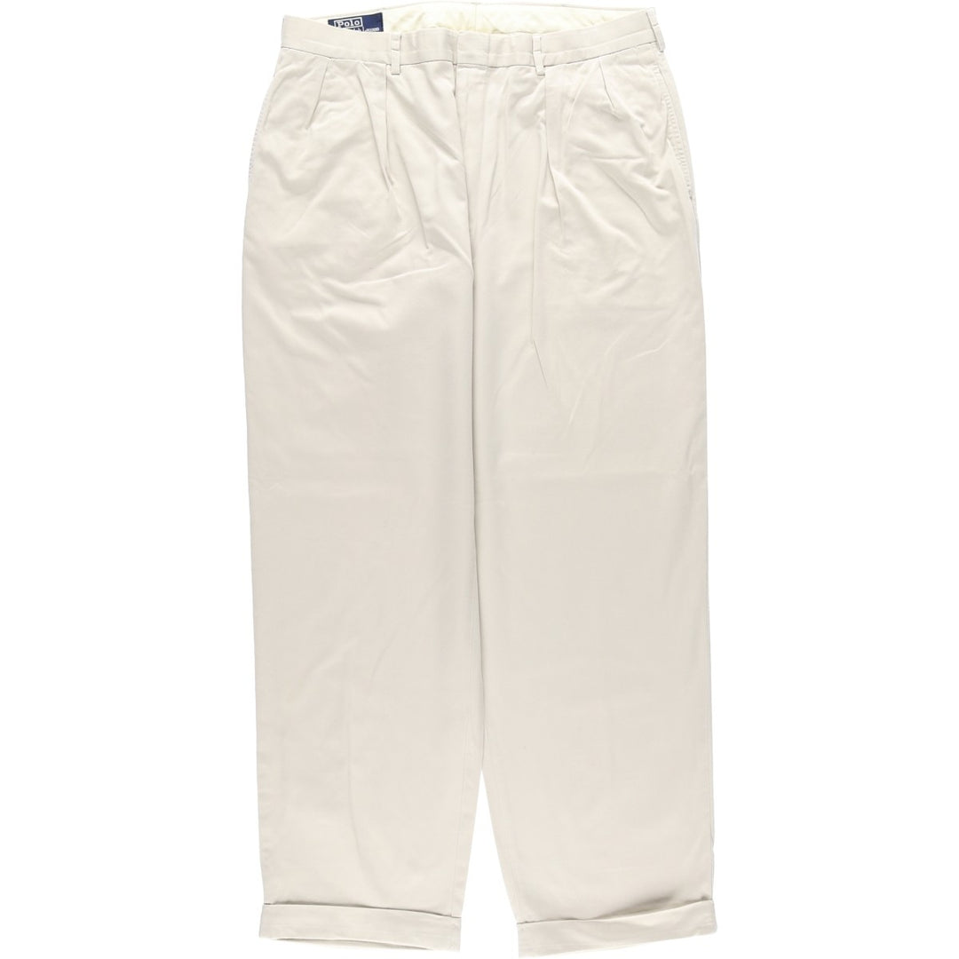 Ralph Lauren POLO by Ralph Lauren Two-pleat Chino Pants for Men, W34 equivalent cotton Beige type Vintage Second Hand