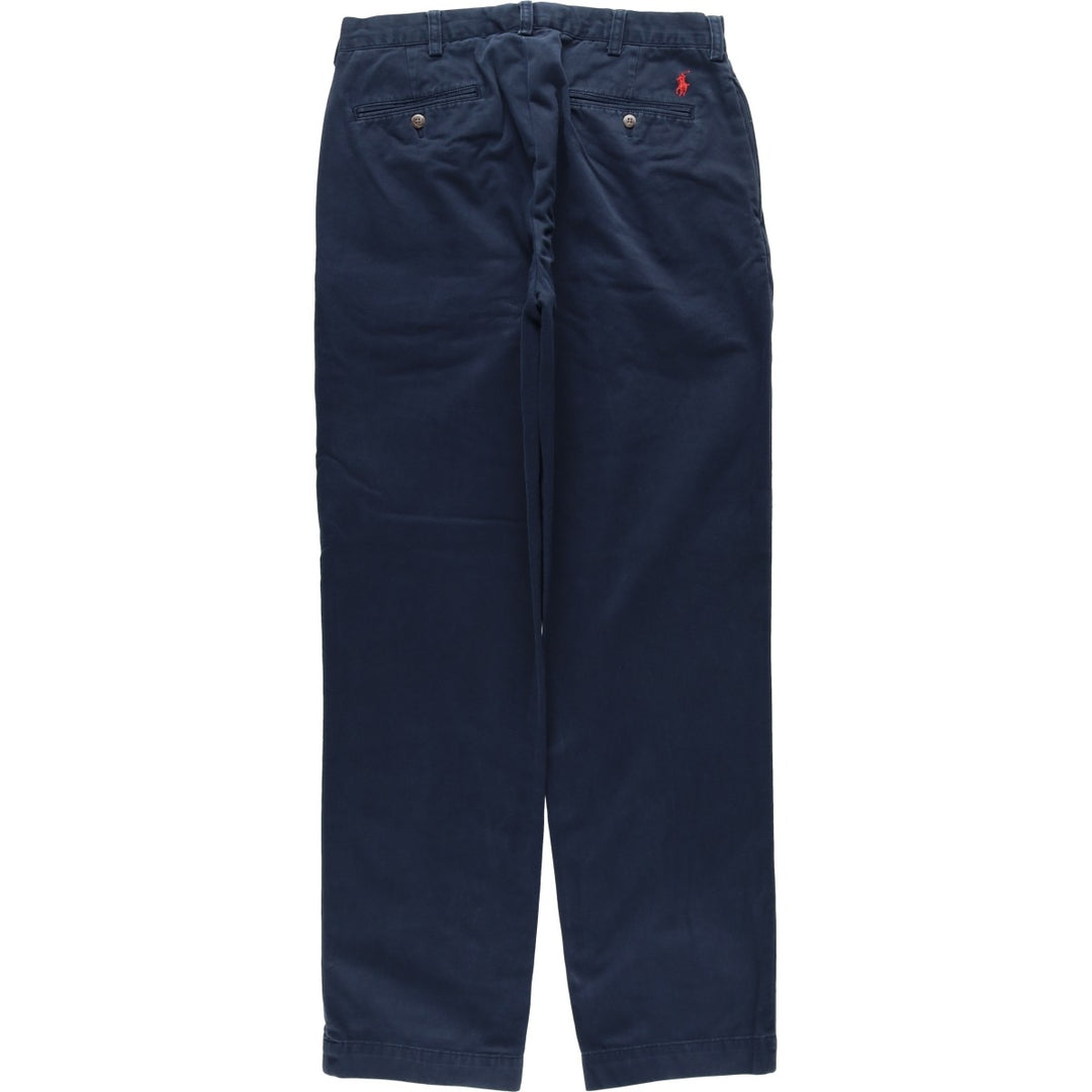 Ralph Lauren POLO by Ralph Lauren Two-pleat Chino Pants for Men, W32 equivalent cotton navy blue type Vintage Second Hand