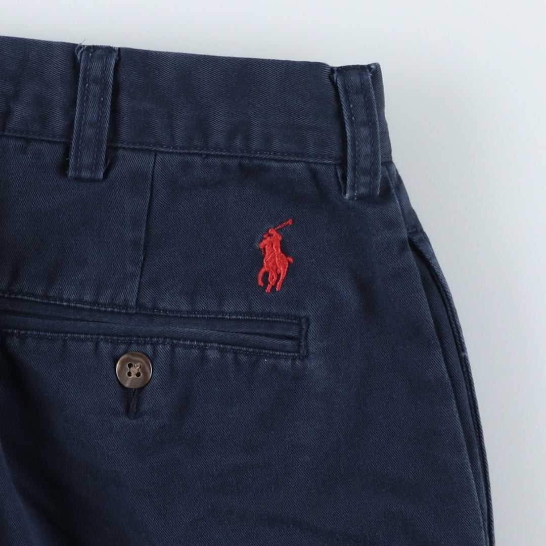 Ralph Lauren POLO by Ralph Lauren Two-pleat Chino Pants for Men, W32 equivalent cotton navy blue type Vintage Second Hand