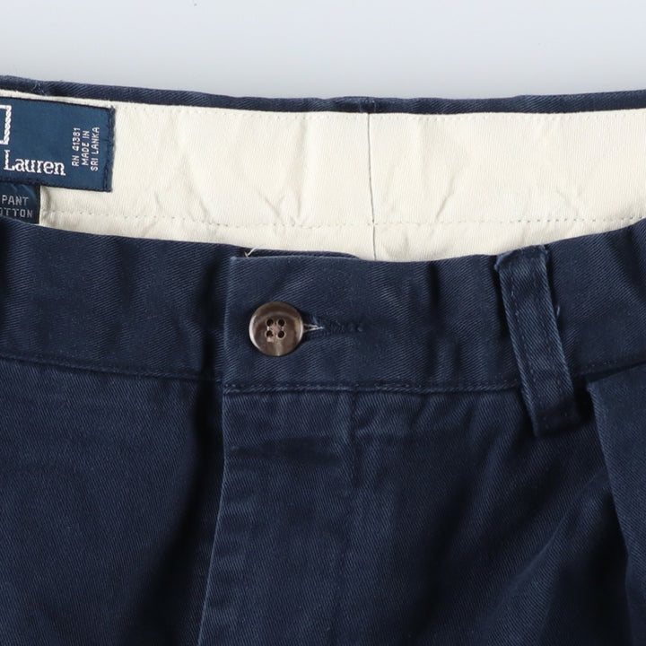 Ralph Lauren POLO by Ralph Lauren Two-pleat Chino Pants for Men, W32 equivalent cotton navy blue type Vintage Second Hand