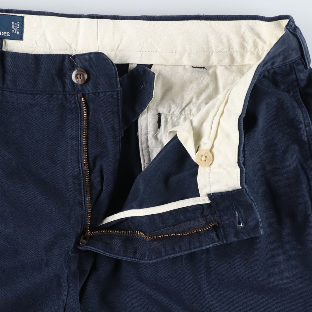 Ralph Lauren POLO by Ralph Lauren Two-pleat Chino Pants for Men, W32 equivalent cotton navy blue type Vintage Second Hand