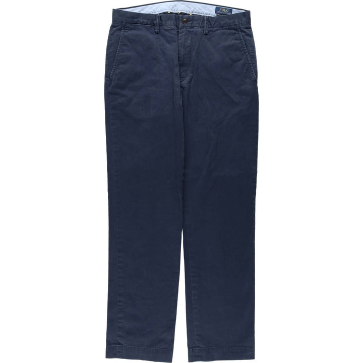 Ralph Lauren POLO RALPH LAUREN STRETCH STRAIGHT FIT Chino Pants, Men's W33 (approx.) cotton navy blue type Vintage Second Hand