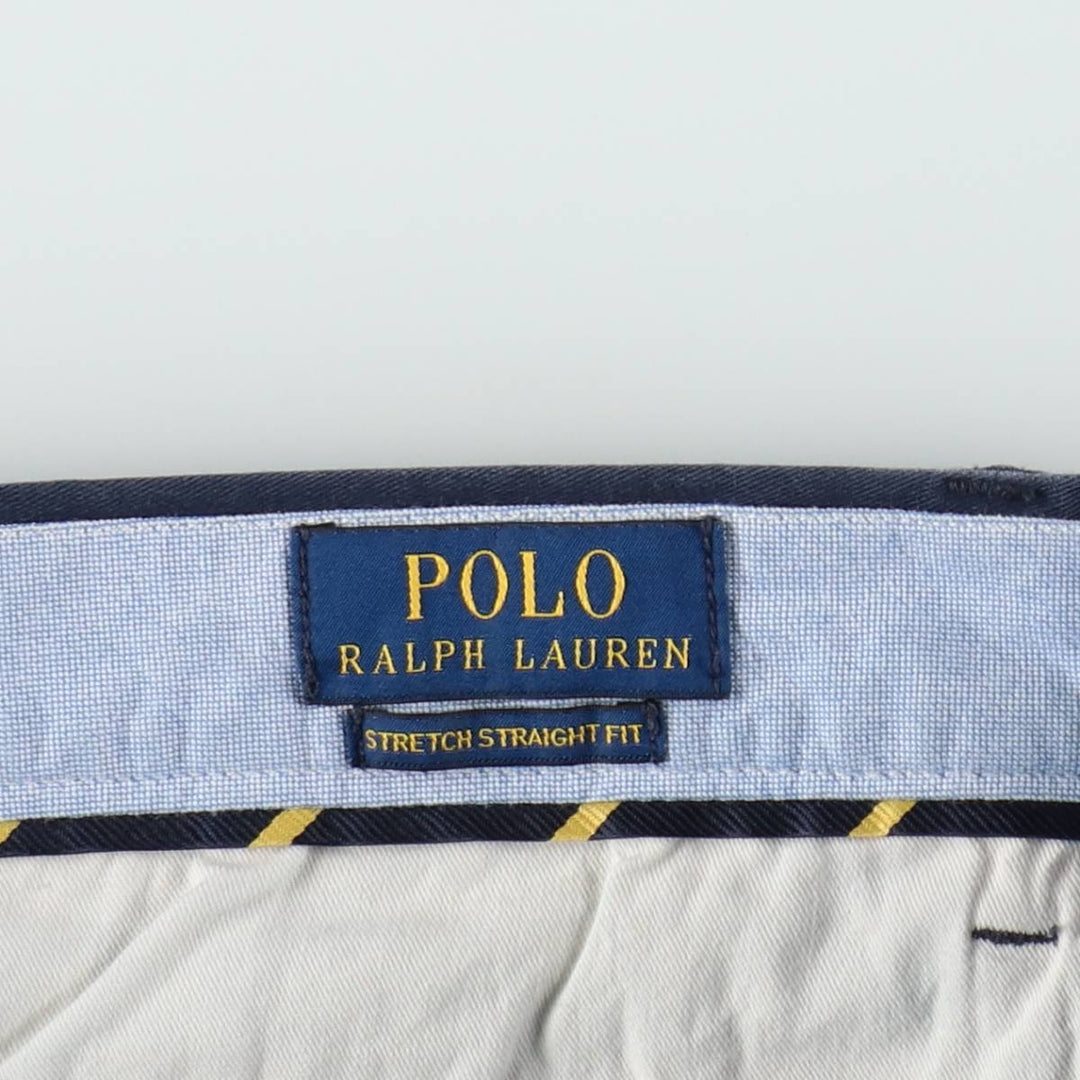 Ralph Lauren POLO RALPH LAUREN STRETCH STRAIGHT FIT Chino Pants, Men's W33 (approx.) cotton navy blue type Vintage Second Hand