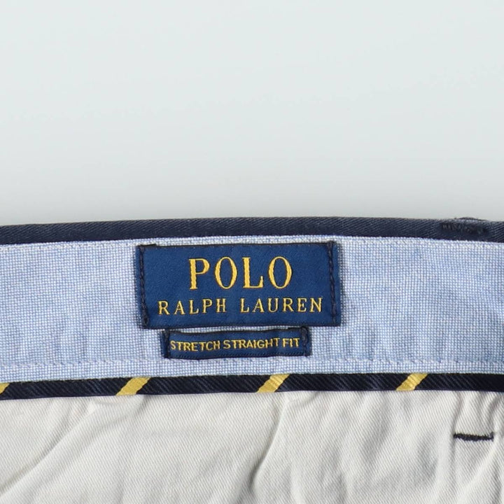 Ralph Lauren POLO RALPH LAUREN STRETCH STRAIGHT FIT Chino Pants, Men's W33 (approx.) cotton navy blue type Vintage Second Hand
