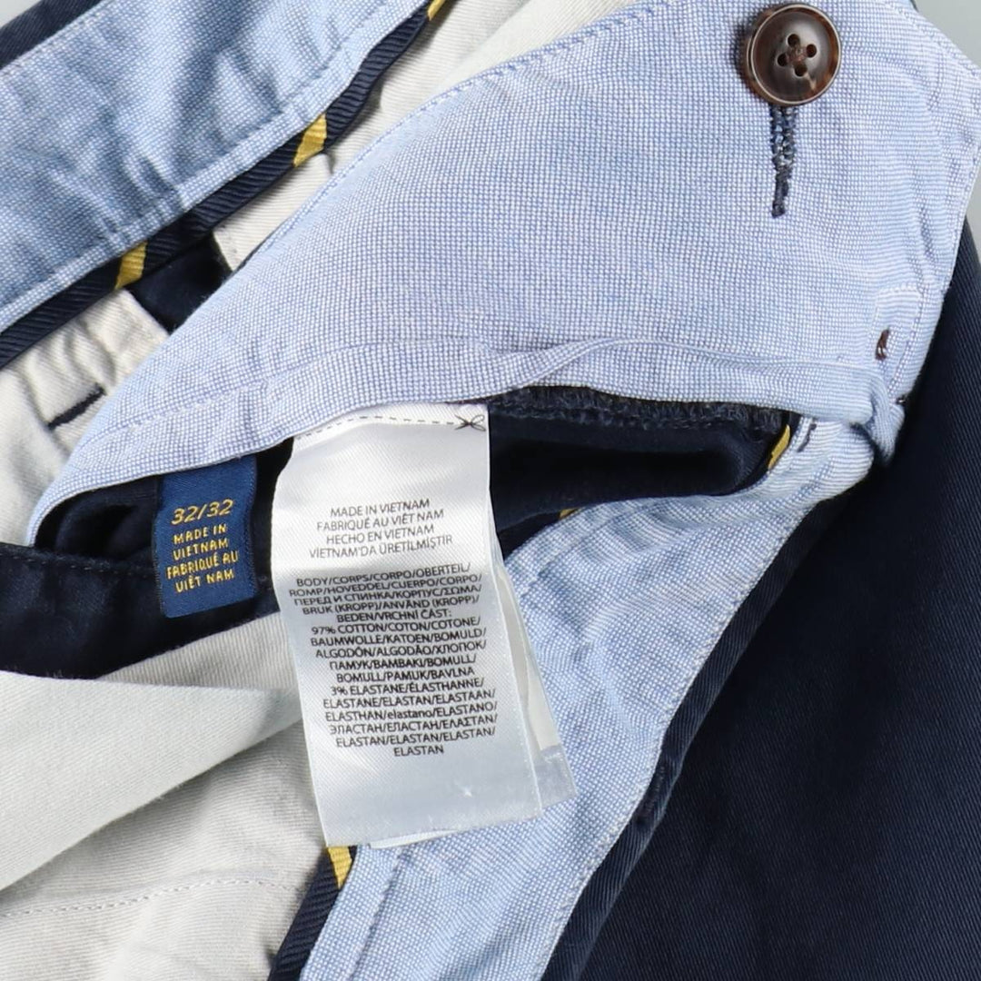 Ralph Lauren POLO RALPH LAUREN STRETCH STRAIGHT FIT Chino Pants, Men's W33 (approx.) cotton navy blue type Vintage Second Hand