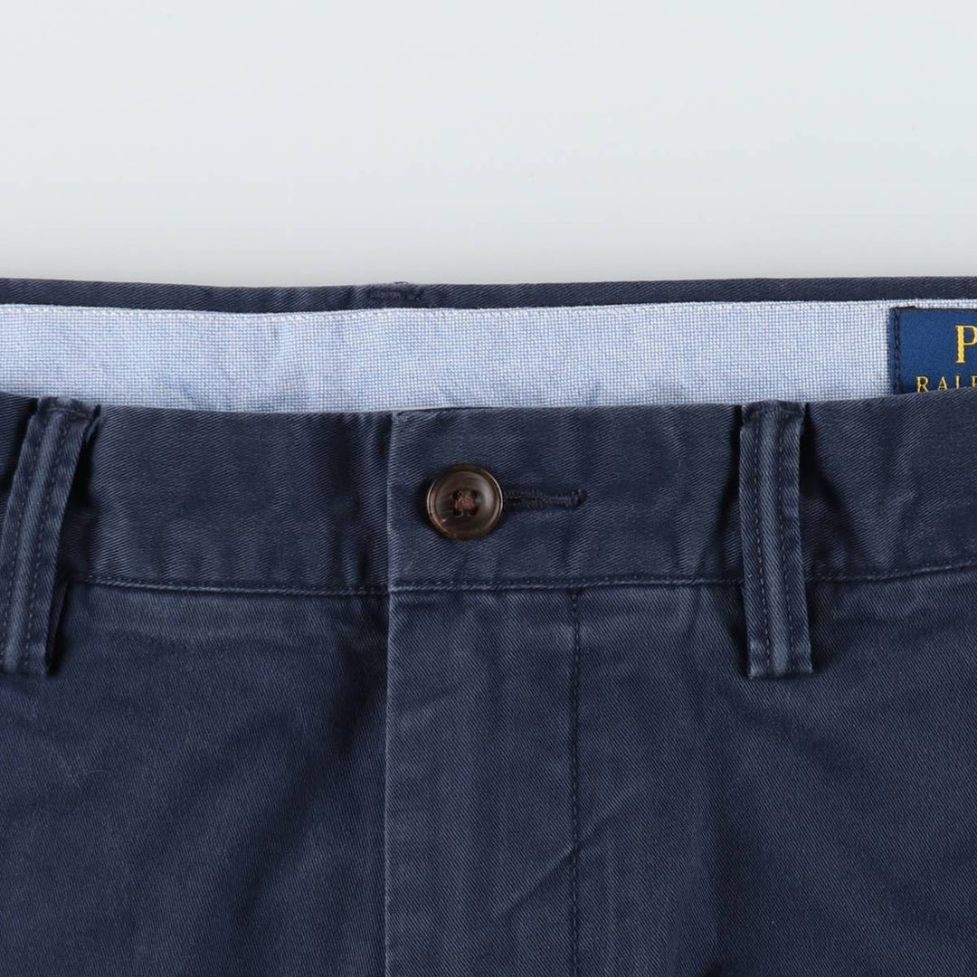 Ralph Lauren POLO RALPH LAUREN STRETCH STRAIGHT FIT Chino Pants, Men's W33 (approx.) cotton navy blue type Vintage Second Hand