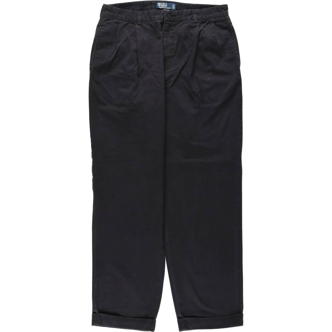Ralph Lauren POLO by Ralph Lauren HAMMOND PANT, two-pleat chino pants, men's w35 equivalent cotton black type Vintage Second Hand