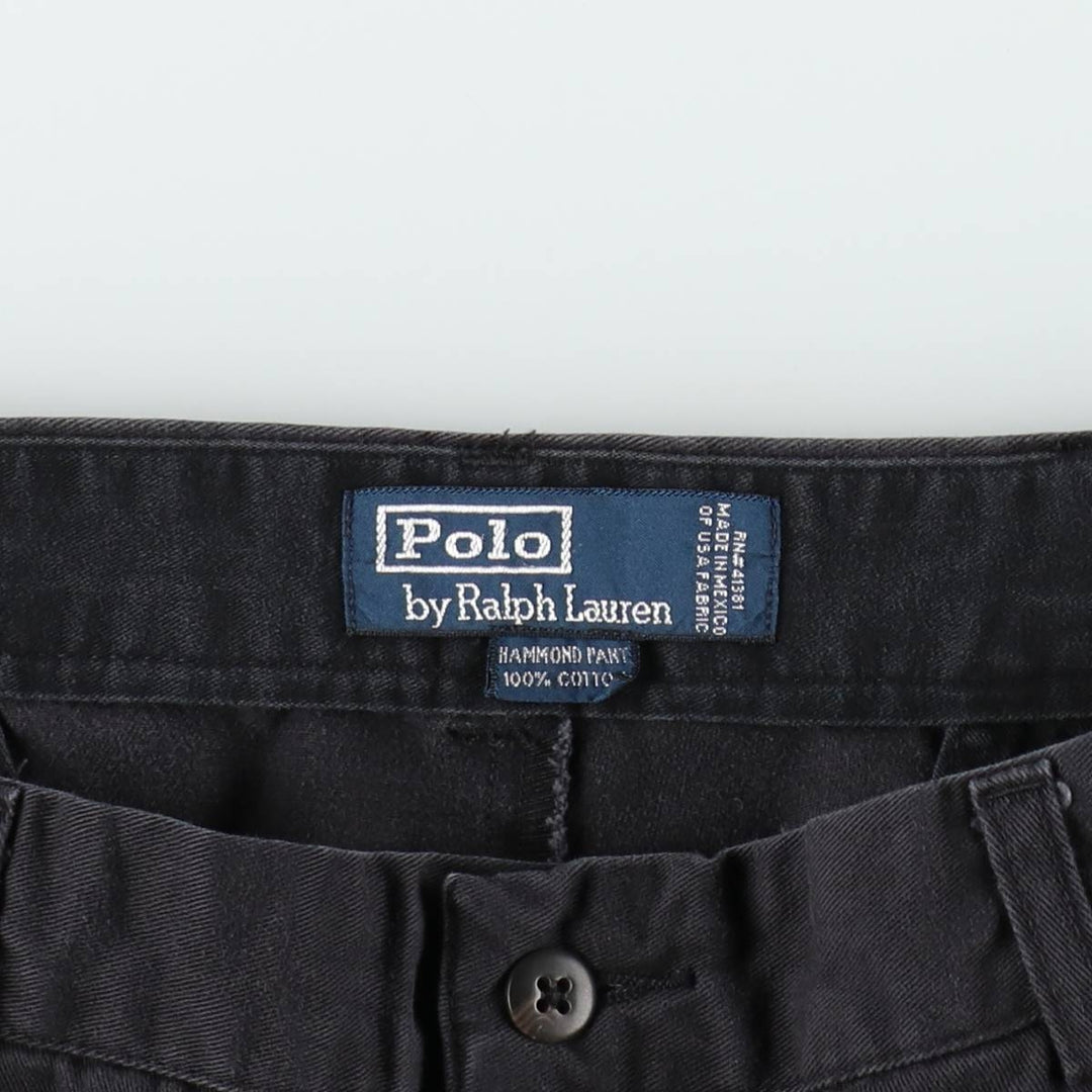 Ralph Lauren POLO by Ralph Lauren HAMMOND PANT, two-pleat chino pants, men's w35 equivalent cotton black type Vintage Second Hand