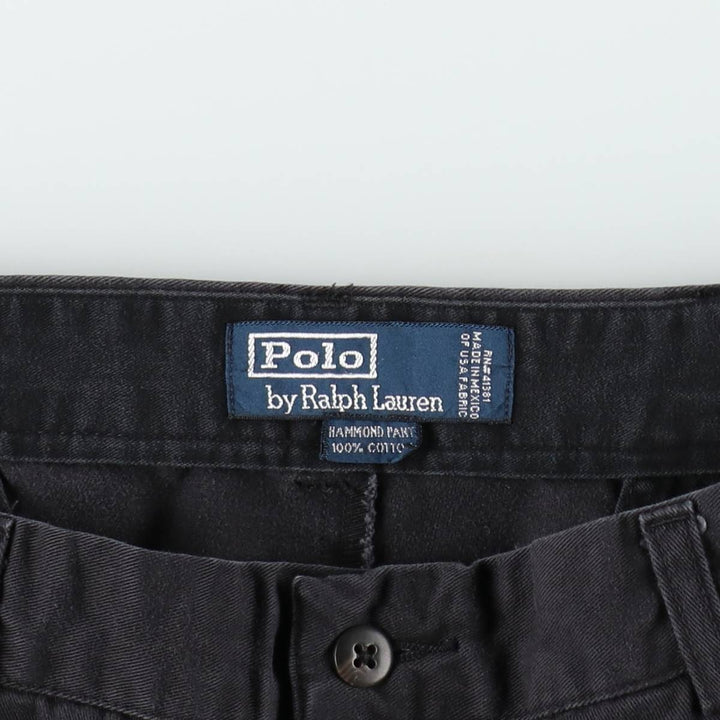 Ralph Lauren POLO by Ralph Lauren HAMMOND PANT, two-pleat chino pants, men's w35 equivalent cotton black type Vintage Second Hand