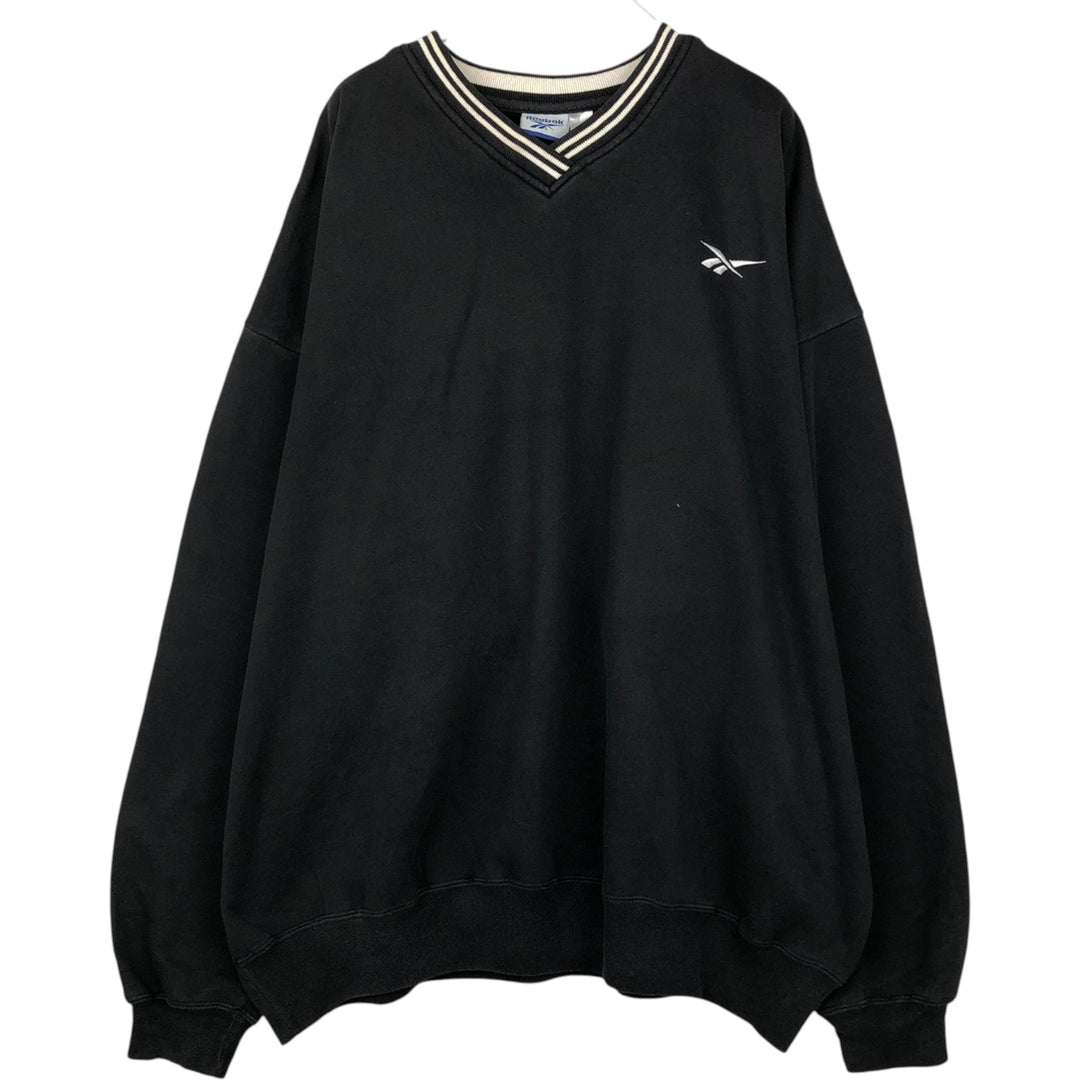 90'S Reebok V-neck sweatshirt, men's size L equivalent, vintage. cotton black type Vintage Second Hand