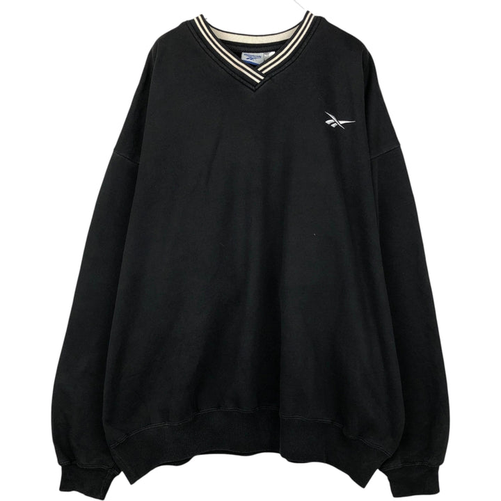 90'S Reebok V-neck sweatshirt, men's size L equivalent, vintage. cotton black type Vintage Second Hand
