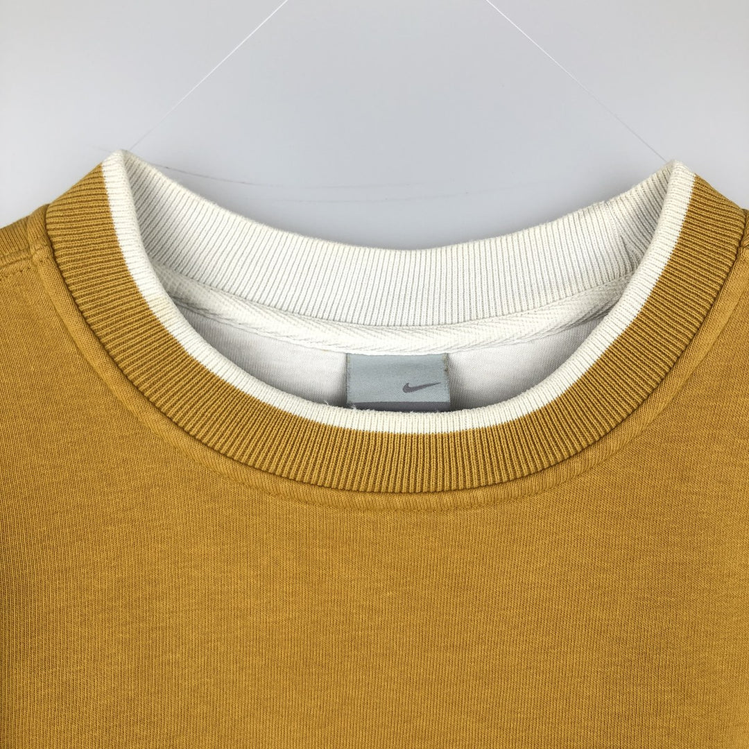 2000'S Nike logo sweatshirt, men's size L cotton yellow type Vintage Second Hand
