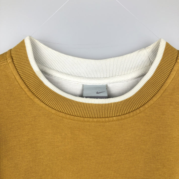 2000'S Nike logo sweatshirt, men's size L cotton yellow type Vintage Second Hand