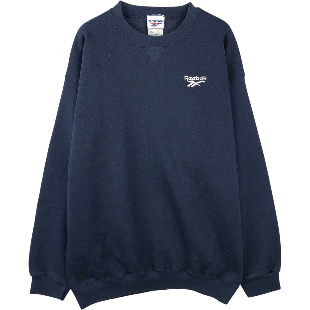 Vintage 90'S Reebok One-Point Logo Sweatshirt, Made in USA, Men's XL cotton navy blue type Vintage Second Hand