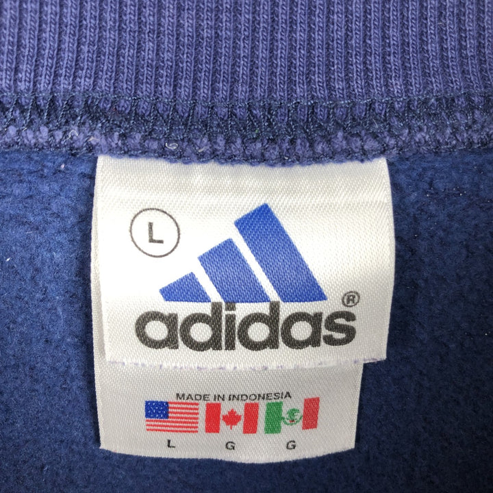 90s-era Adidas logo sweatshirt, men's size L equivalent, vintage. cotton blue type Vintage Second Hand