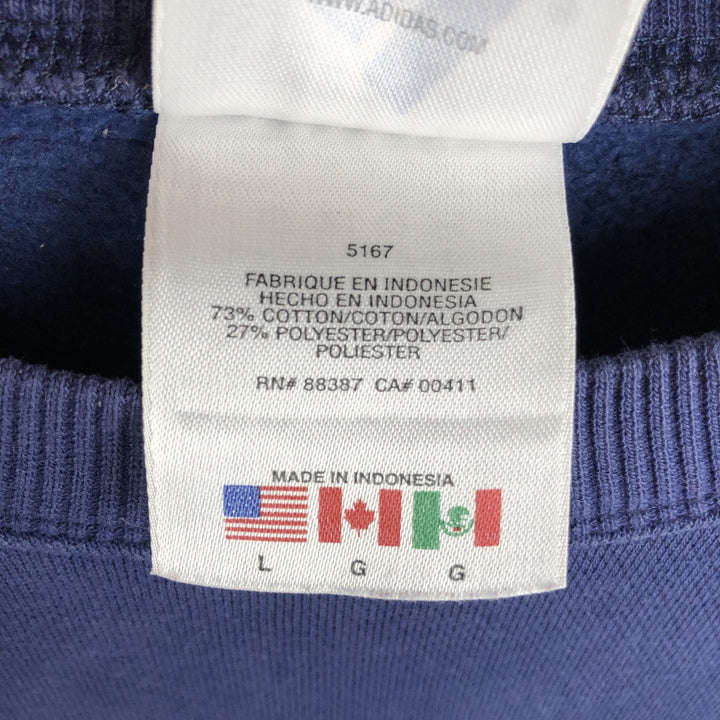 90s-era Adidas logo sweatshirt, men's size L equivalent, vintage. cotton blue type Vintage Second Hand