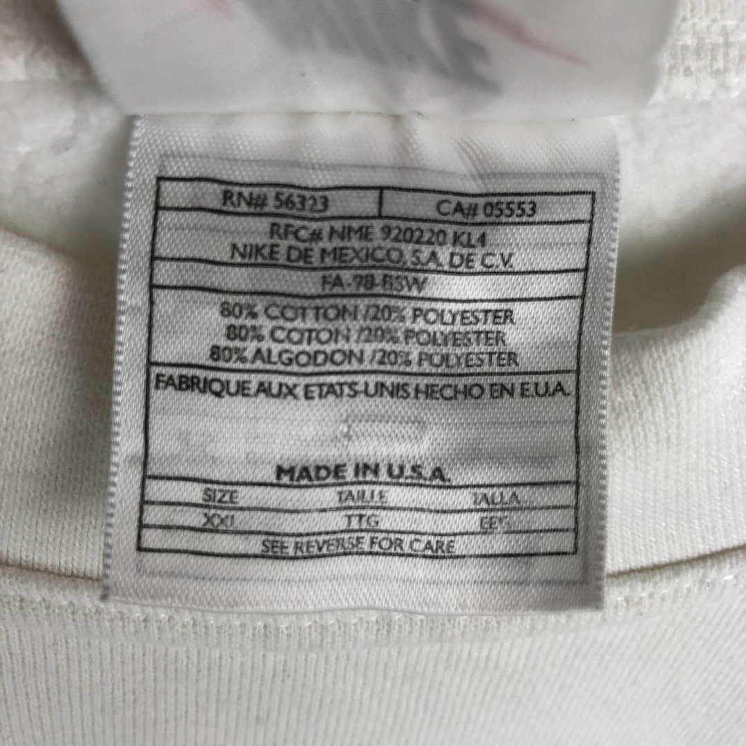 Vintage 90'S Nike logo sweatshirt, made in the USA, men's size XXL cotton white type Vintage Second Hand