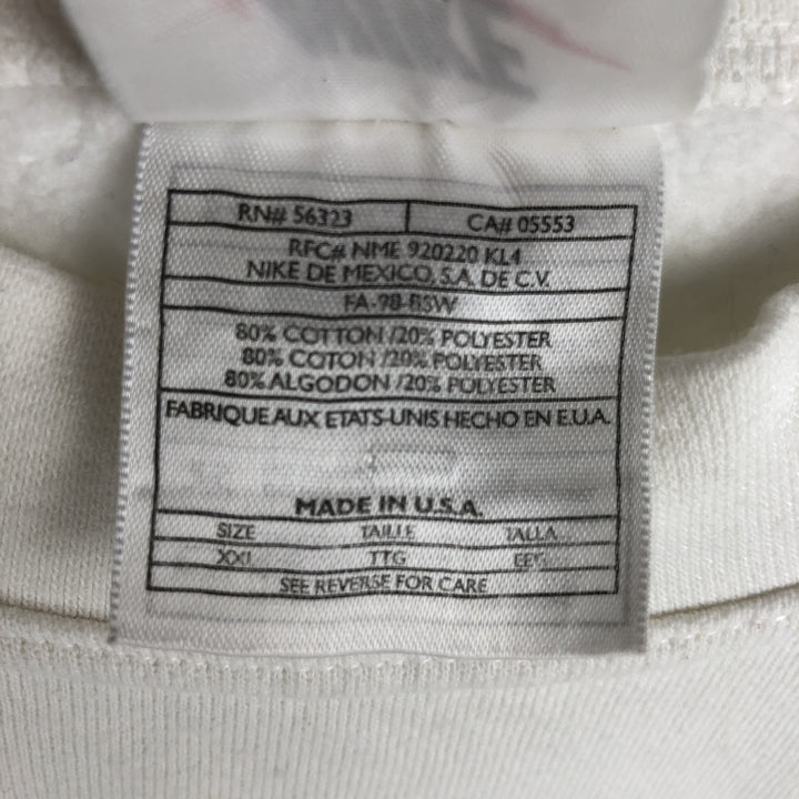 Vintage 90'S Nike logo sweatshirt, made in the USA, men's size XXL cotton white type Vintage Second Hand