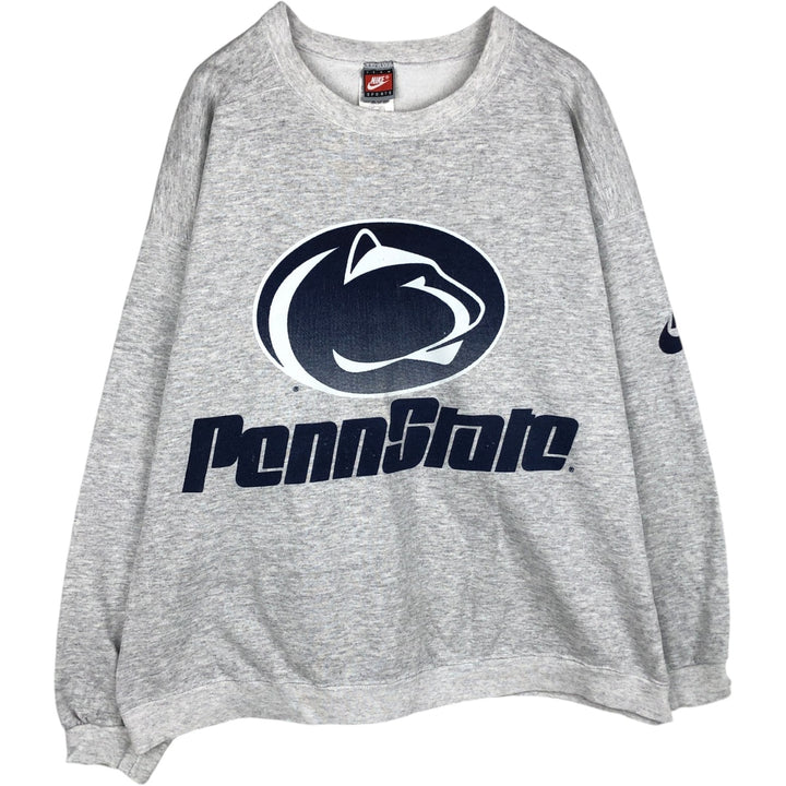 90'S Nike TEAM Pennsylvania State University College Character Sweatshirt, Made in USA, Men's XL equivalent. cotton gray type Vintage Second Hand