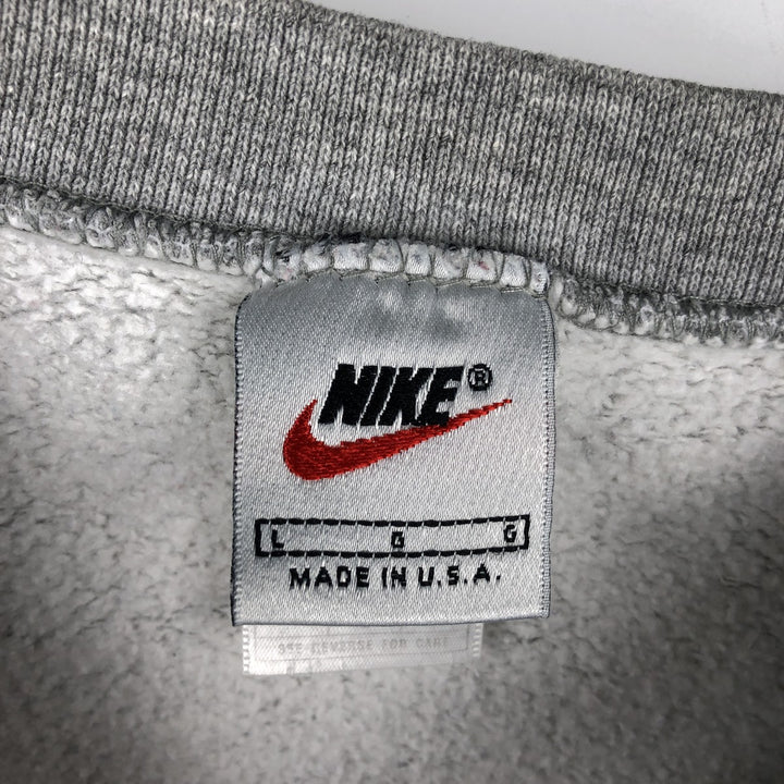 90'S Nike SUPER BOUL XXXII (32nd Super Bowl) Print Sweatshirt, Made in USA, Men's Size L (approx.) cotton gray type Vintage Second Hand