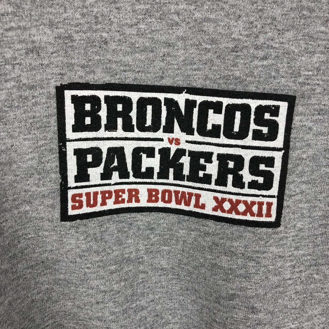 90'S Nike SUPER BOUL XXXII (32nd Super Bowl) Print Sweatshirt, Made in USA, Men's Size L (approx.) cotton gray type Vintage Second Hand