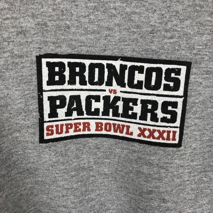 90'S Nike SUPER BOUL XXXII (32nd Super Bowl) Print Sweatshirt, Made in USA, Men's Size L (approx.) cotton gray type Vintage Second Hand