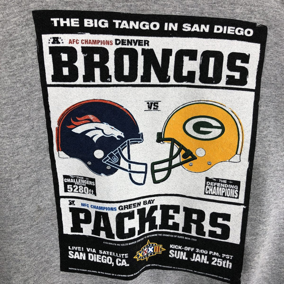 90'S Nike SUPER BOUL XXXII (32nd Super Bowl) Print Sweatshirt, Made in USA, Men's Size L (approx.) cotton gray type Vintage Second Hand