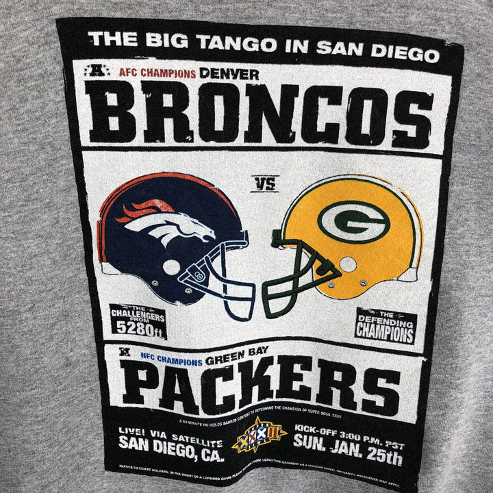 90'S Nike SUPER BOUL XXXII (32nd Super Bowl) Print Sweatshirt, Made in USA, Men's Size L (approx.) cotton gray type Vintage Second Hand