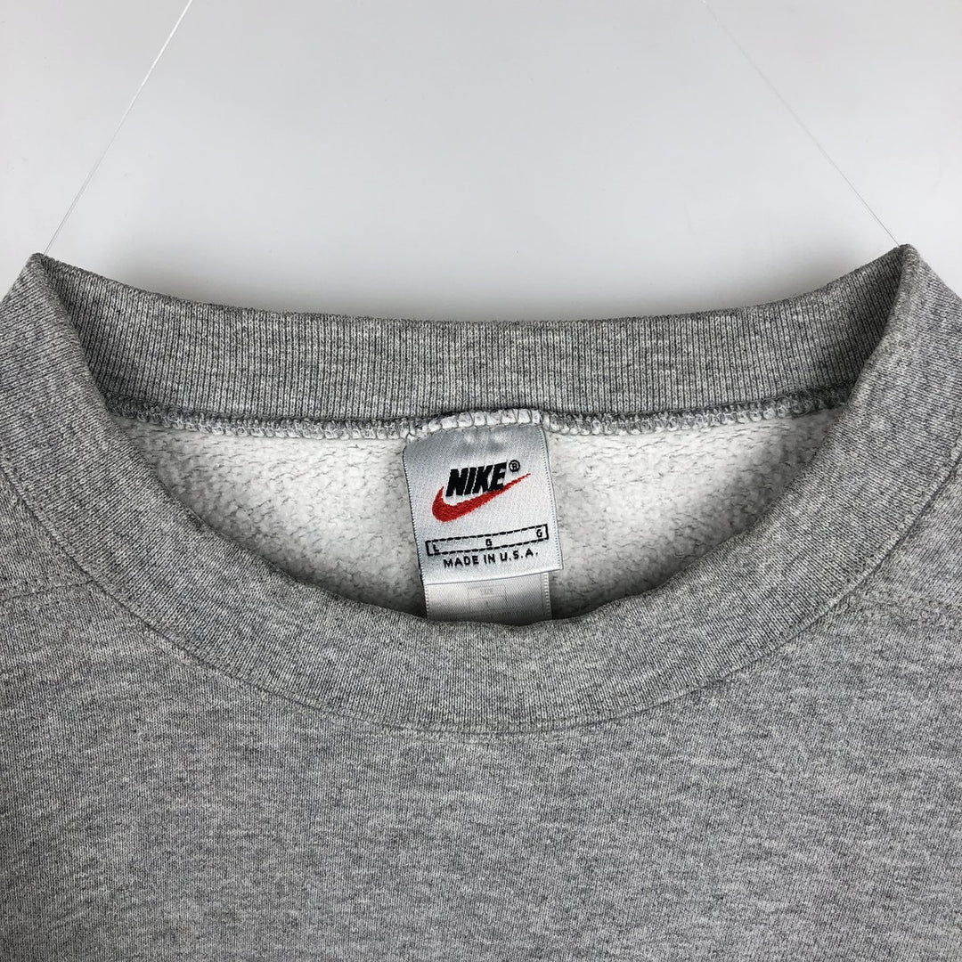 90'S Nike SUPER BOUL XXXII (32nd Super Bowl) Print Sweatshirt, Made in USA, Men's Size L (approx.) cotton gray type Vintage Second Hand