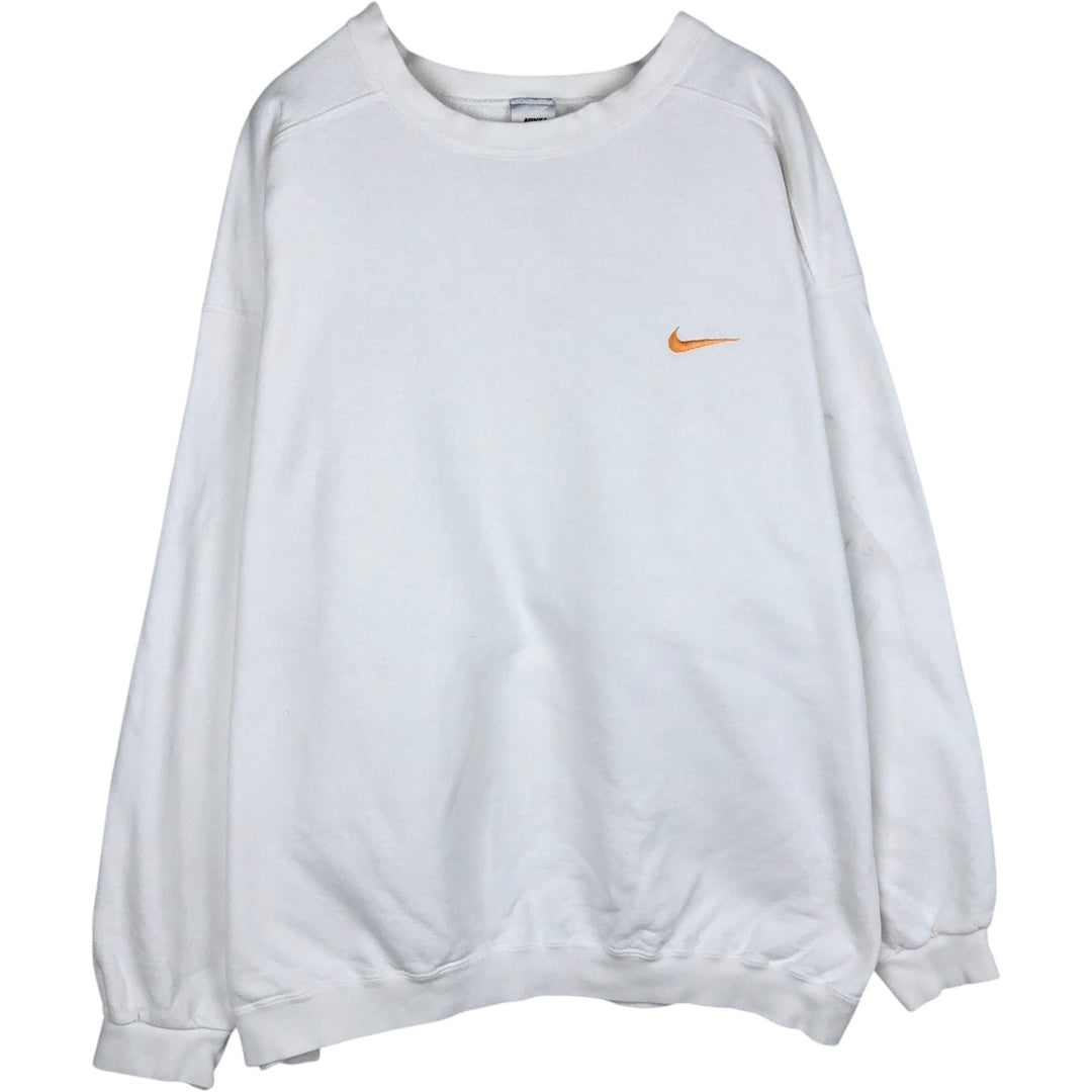 Vintage 90'S Nike One-Point Logo Sweatshirt, Made in USA, Men's XXL cotton white type Vintage Second Hand