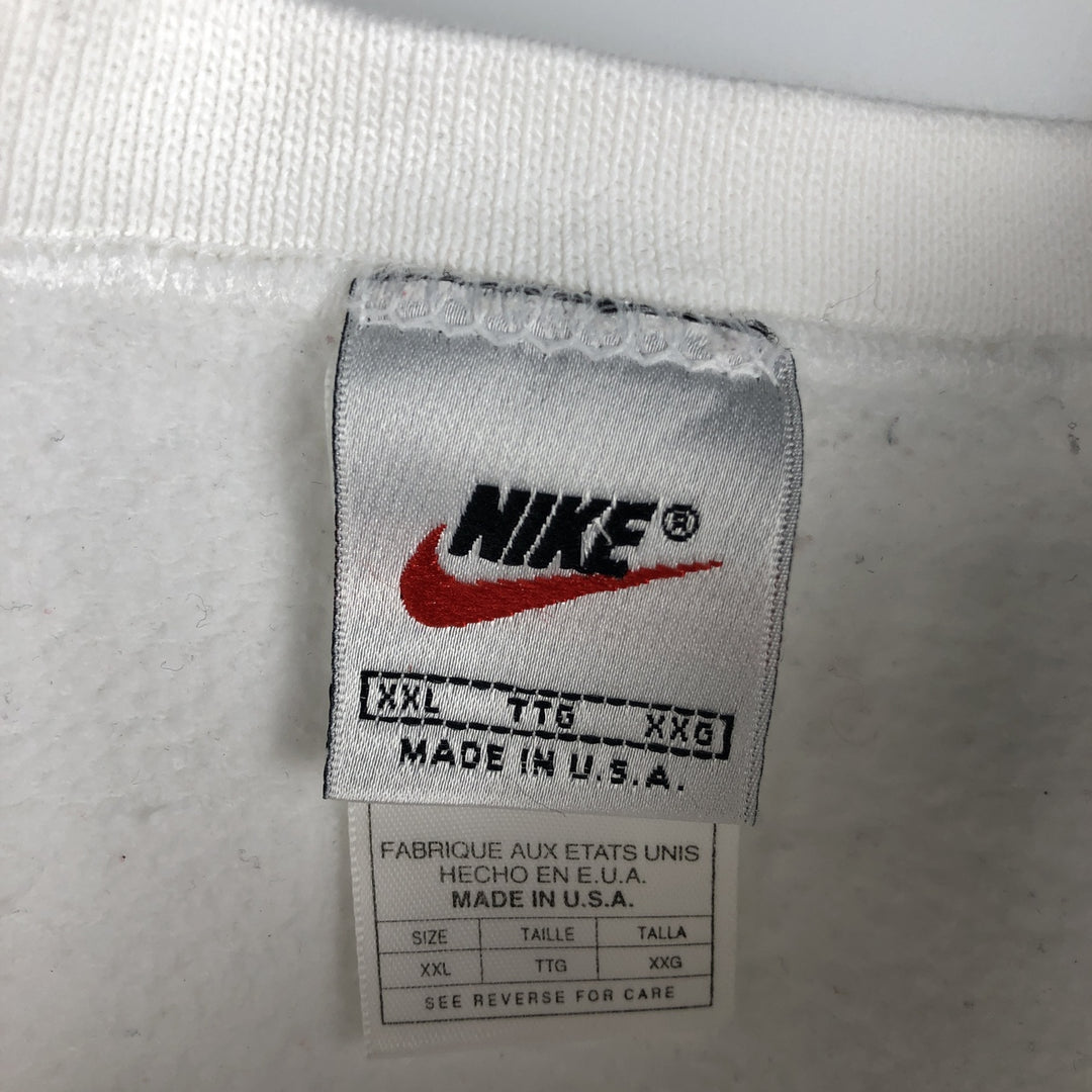 Vintage 90'S Nike One-Point Logo Sweatshirt, Made in USA, Men's XXL cotton white type Vintage Second Hand