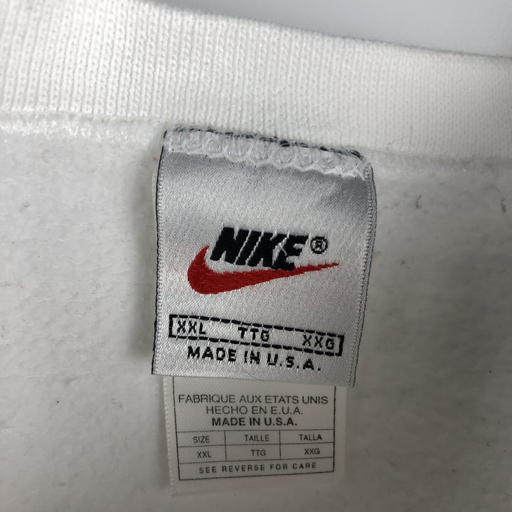 Vintage 90'S Nike One-Point Logo Sweatshirt, Made in USA, Men's XXL cotton white type Vintage Second Hand
