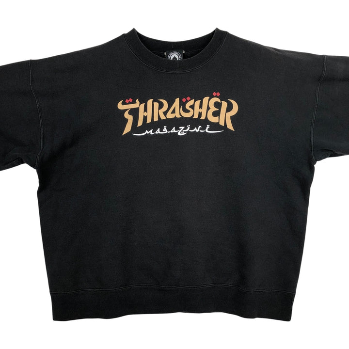 Thrasher printed sweatshirt, men's size XL (approx.) cotton black type Vintage Second Hand