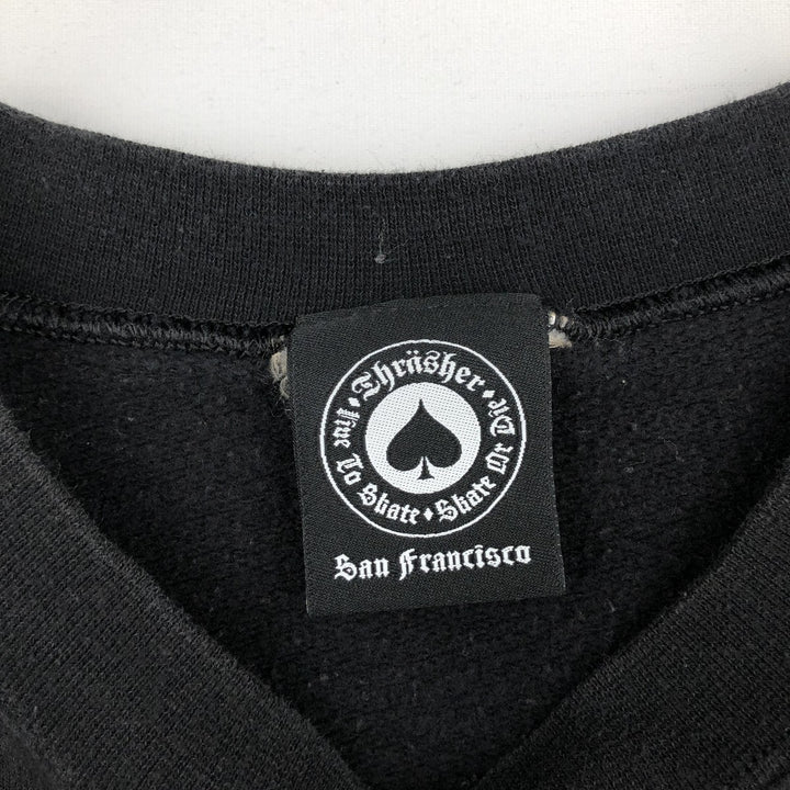 Thrasher printed sweatshirt, men's size XL (approx.) cotton black type Vintage Second Hand