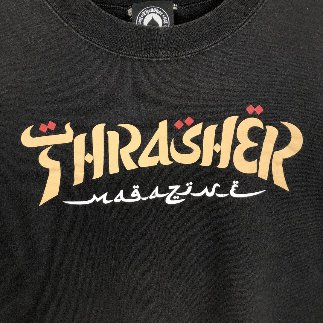 Thrasher printed sweatshirt, men's size XL (approx.) cotton black type Vintage Second Hand