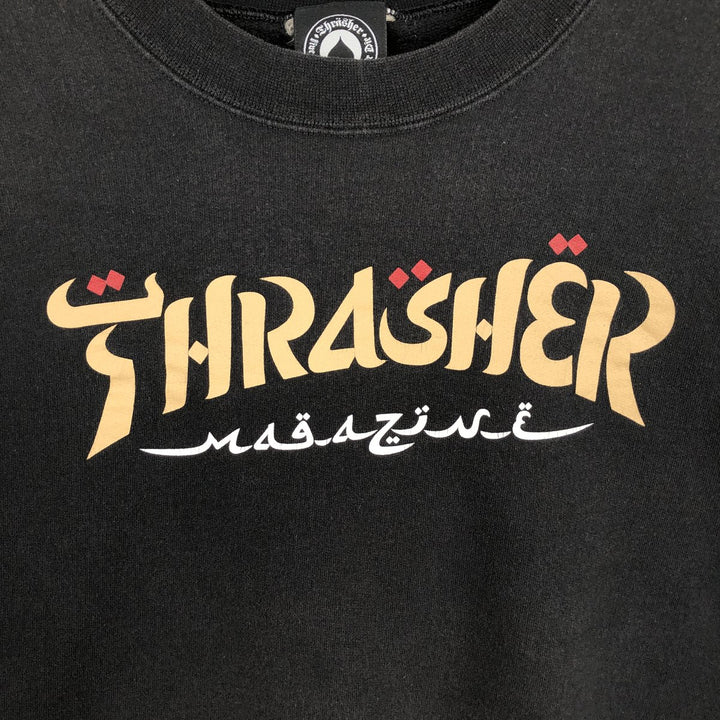 Thrasher printed sweatshirt, men's size XL (approx.) cotton black type Vintage Second Hand