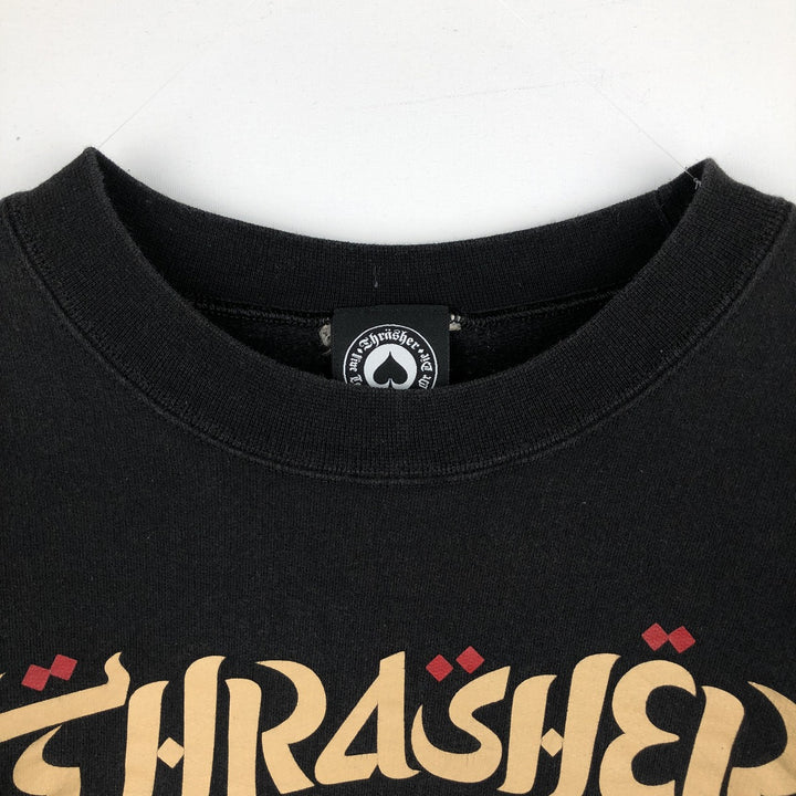 Thrasher printed sweatshirt, men's size XL (approx.) cotton black type Vintage Second Hand