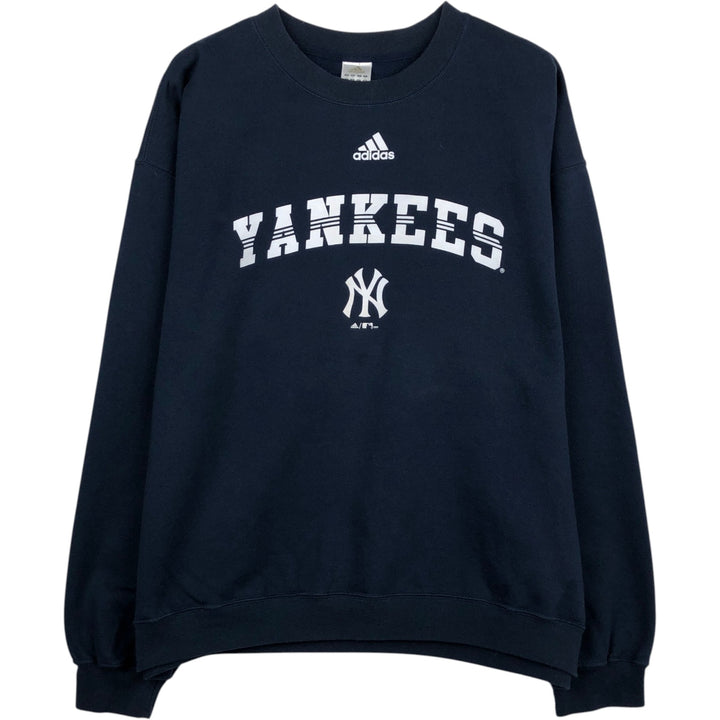 Adidas MLB New York Yankees Logo Sweatshirt (Men's Size L) cotton navy blue type Vintage Second Hand