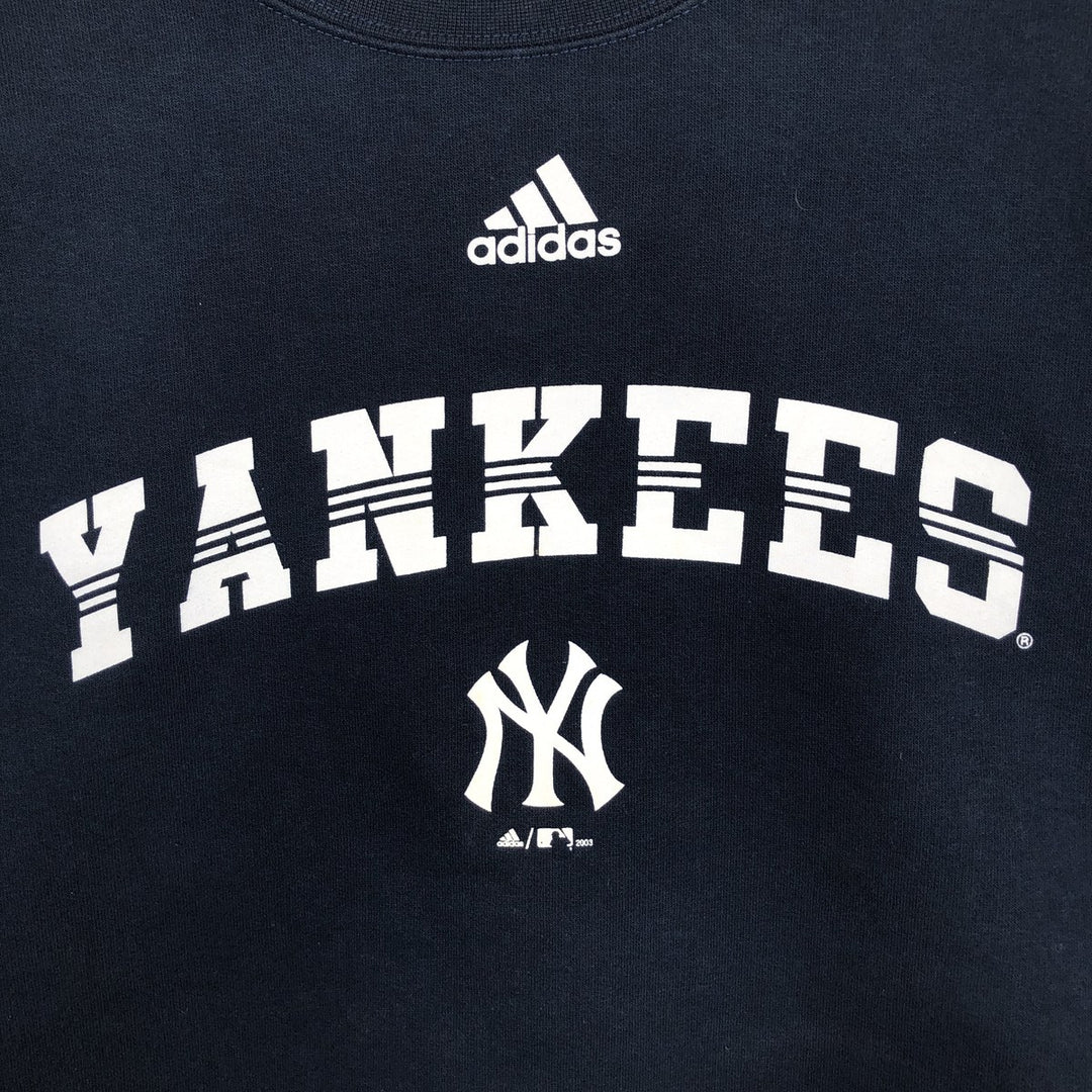 Adidas MLB New York Yankees Logo Sweatshirt (Men's Size L) cotton navy blue type Vintage Second Hand