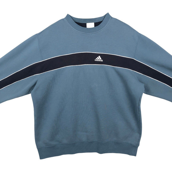 2000'S Adidas logo sweatshirt, men's size XL polyester blue type Vintage Second Hand