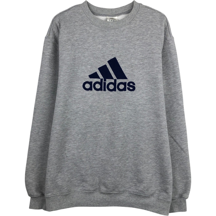 00'S Adidas logo sweatshirt, men's size L cotton gray type Vintage Second Hand