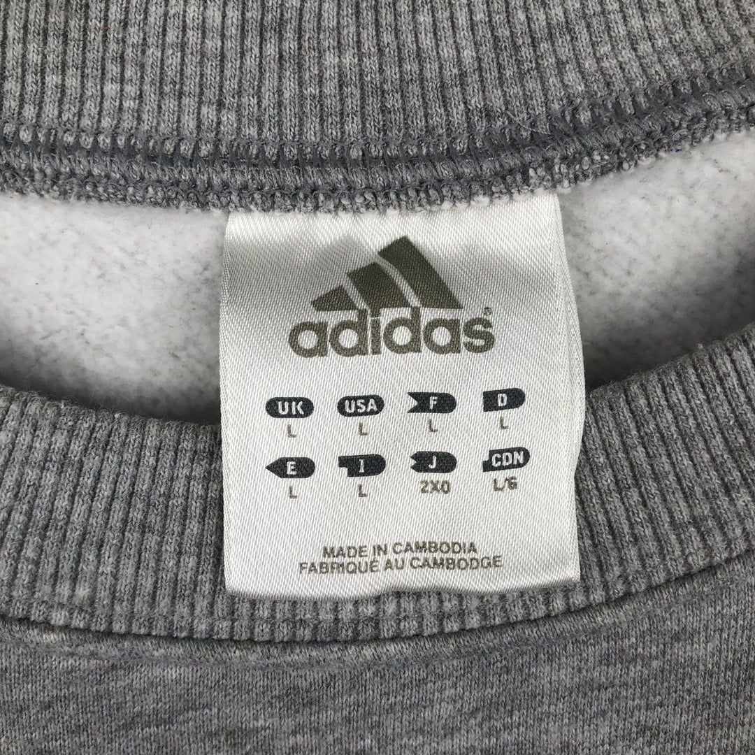 00'S Adidas logo sweatshirt, men's size L cotton gray type Vintage Second Hand